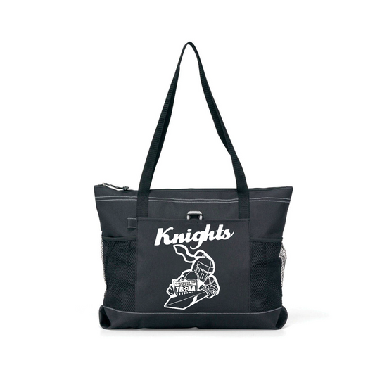 KNIGHTS  Black Zippered tote