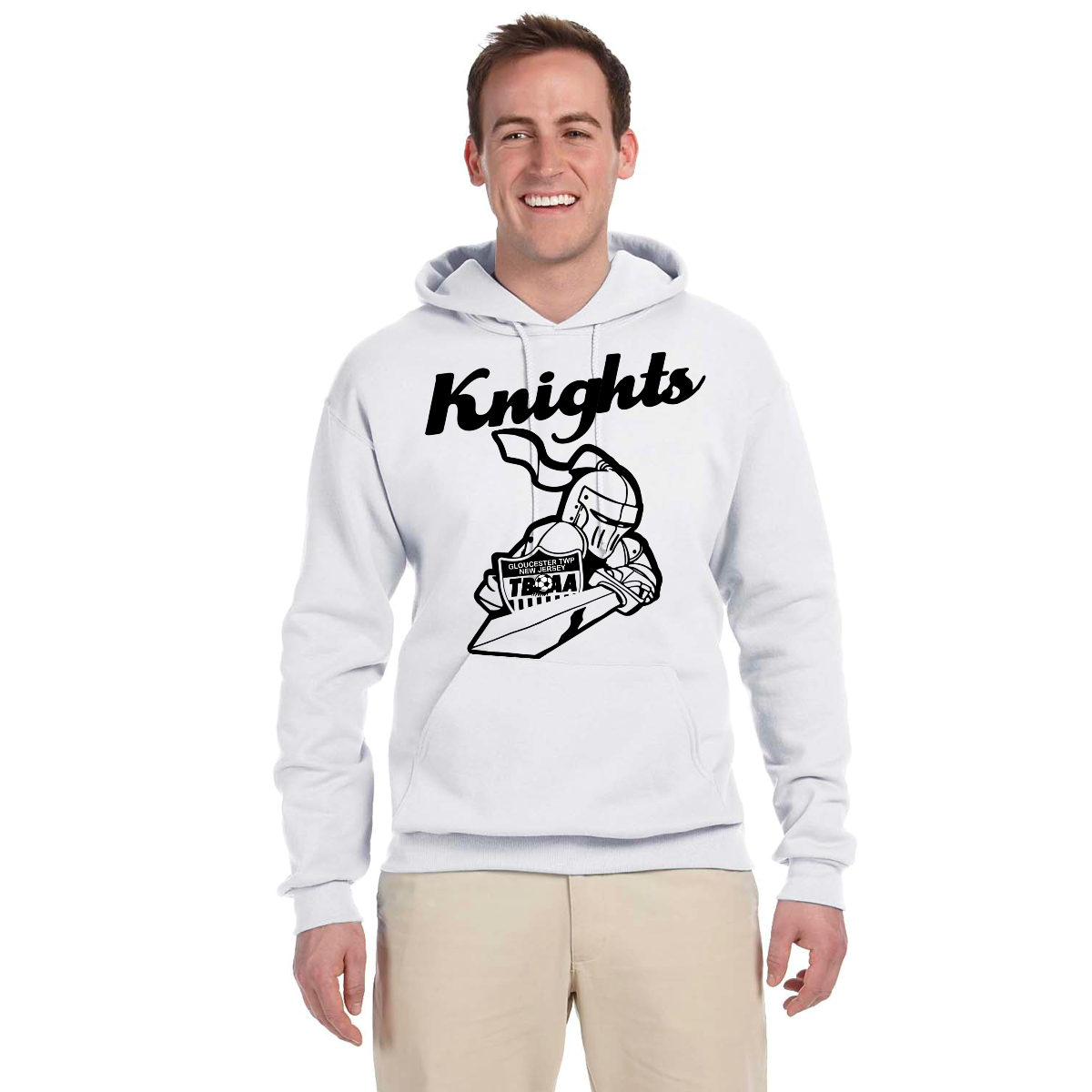 KNIGHTS  white Hoodie with black image