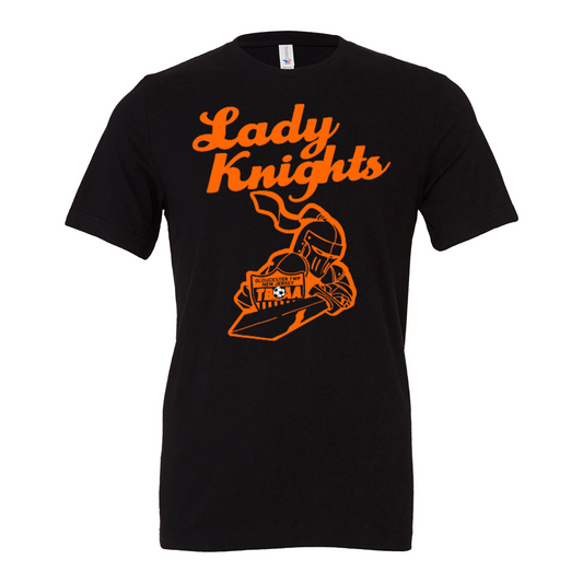 LADYKNIGHTS Black T-shirt with ORGANGE image