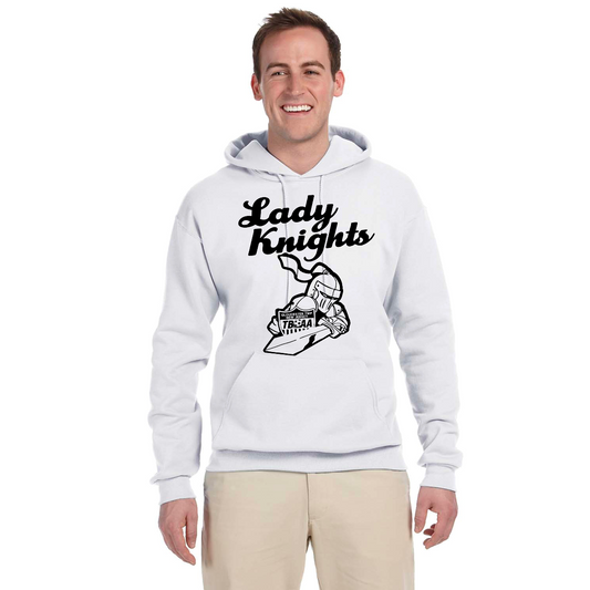LADYKNIGHTS  white Hoodie with black image