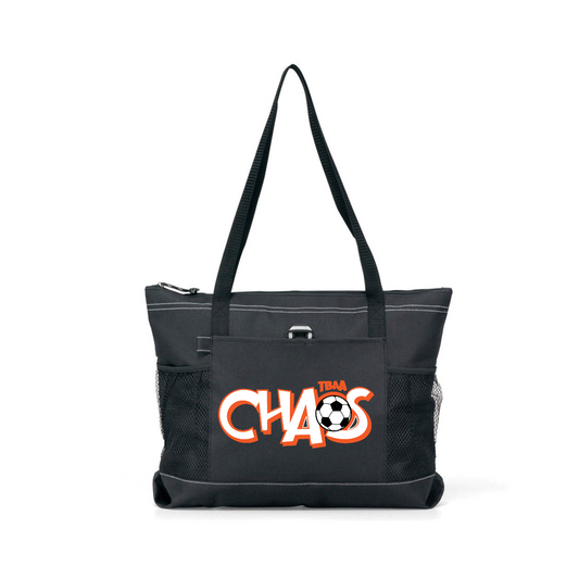 CHAOS Black Zippered Tote