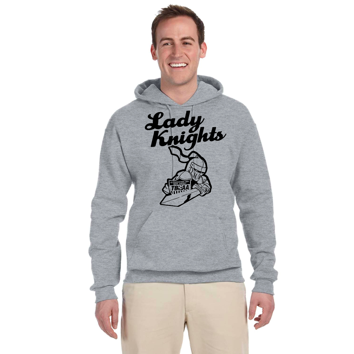 LADYKNIGHTS Athletic Heather Hoodie with Black image